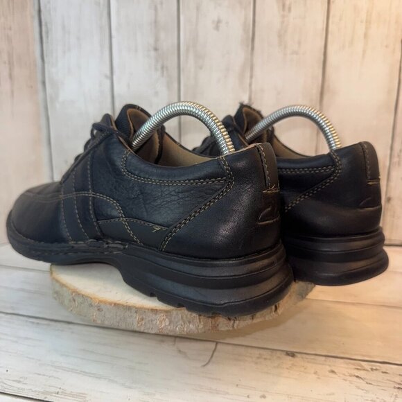 Clarks Mens Oxford Black Leather Lace Up Casual Shoes Size 8 M - Picture 4 of 8
